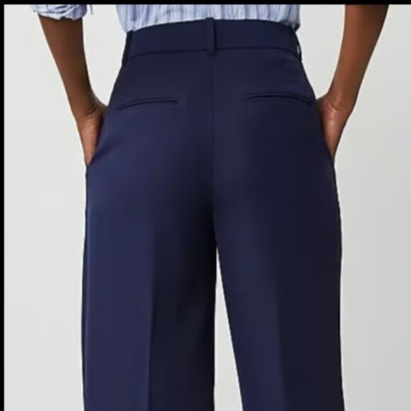 ANN TAYLOR PLEATED WIDE LEG TEXTURE DRAPE NAVY NIGHT SKY BLUE PANTS $129 14 - Picture 5 of 10